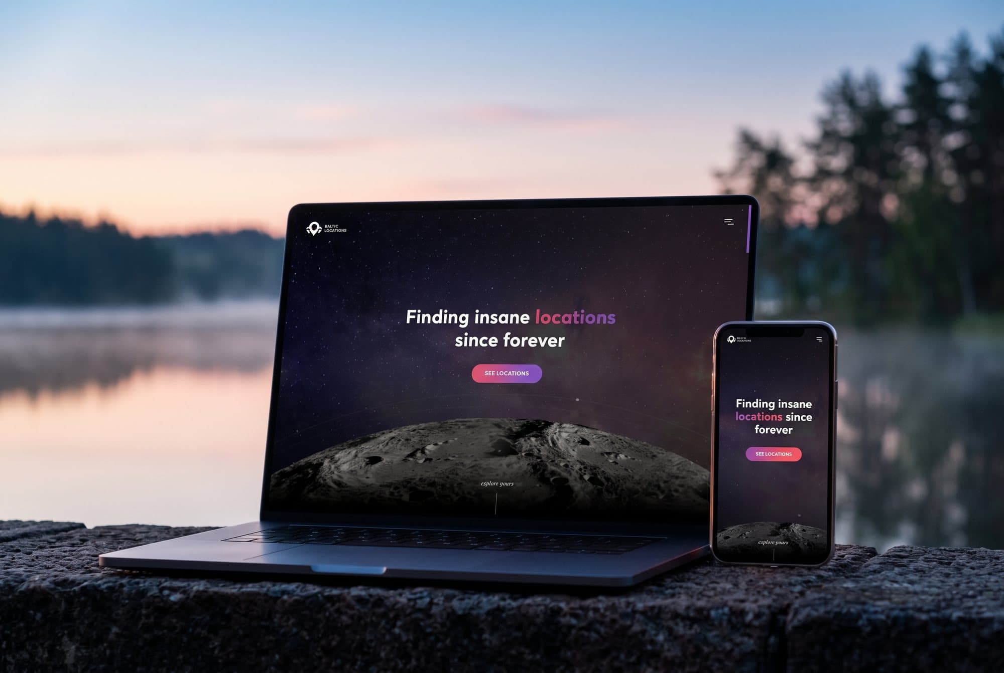 The Baltic Locations website on a laptop and a phone