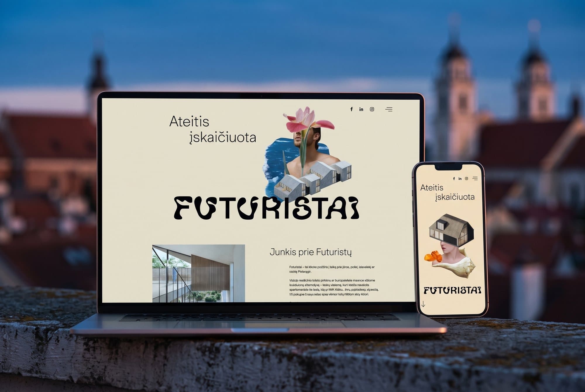 The Futuristai website on a laptop and a phone