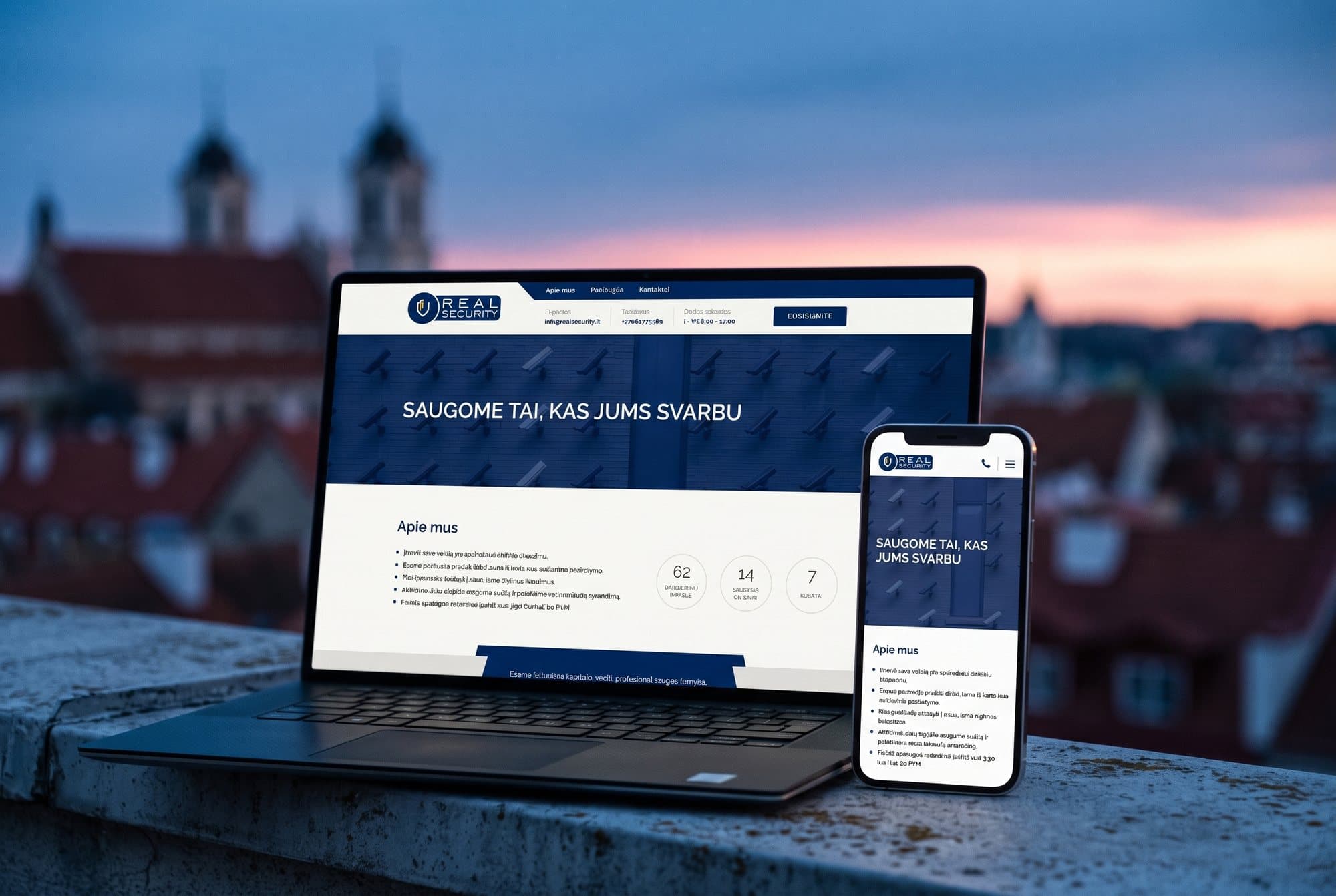 The Real Security website on a laptop and a phone
