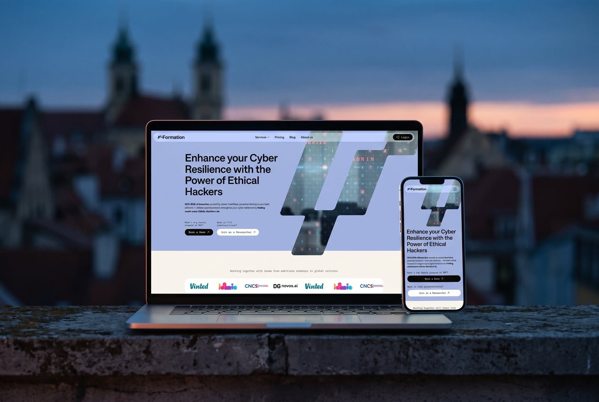 The V-Formation website on a laptop and a phone