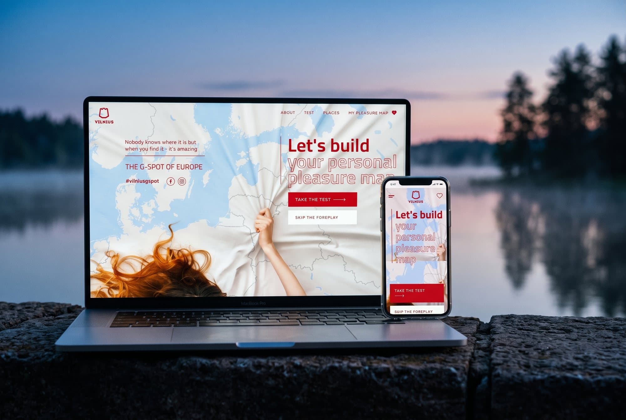 The Vilnius G-spot website on a laptop and a phone